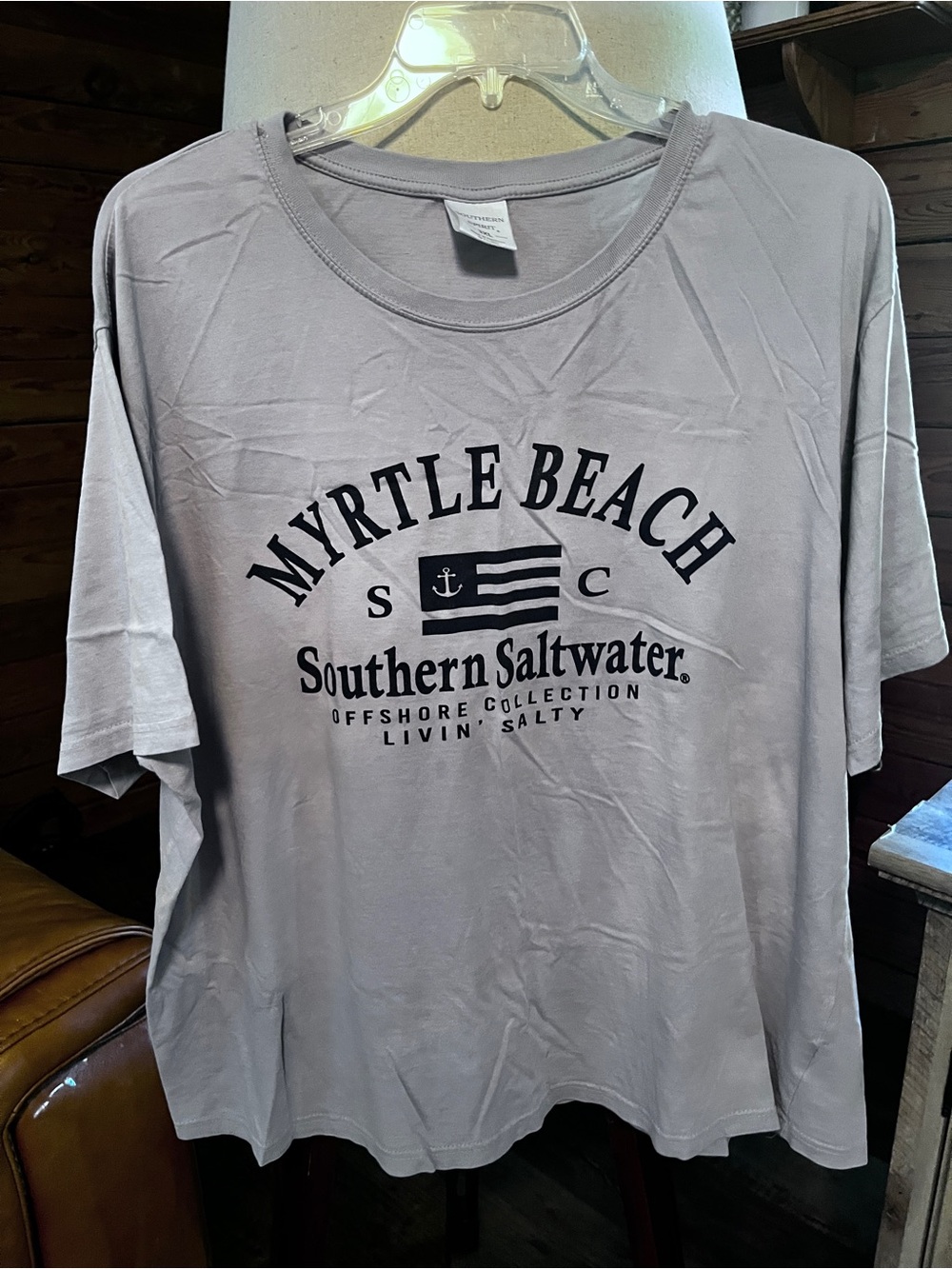 Southern Spirit 3x( 58”B x 28 1/2”L)Myrtle Beach Short Sleeve Tee - Light Gray